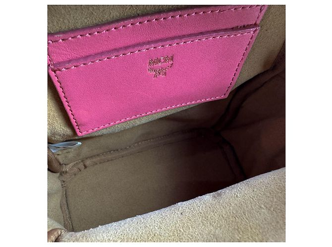 MCM Leather Backpack in Pink Gold Golden - view 5