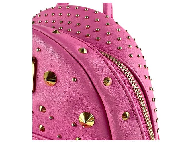 MCM Leather Backpack in Pink Gold Golden - view 7