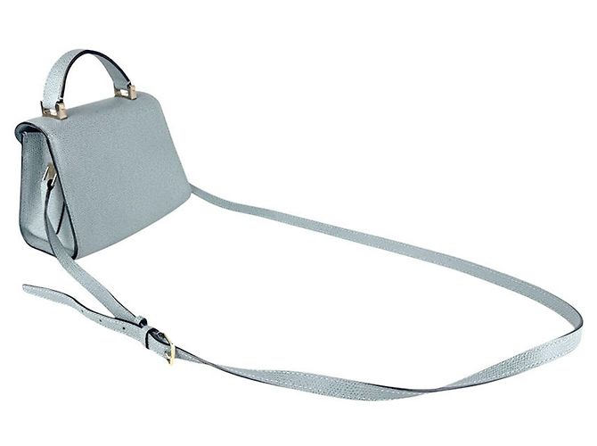 Borsa a tracolla in pelle Valextra Micro Iside Marrone Blu - vista 11
