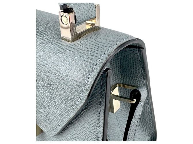 Borsa a tracolla in pelle Valextra Micro Iside Marrone Blu - vista 7
