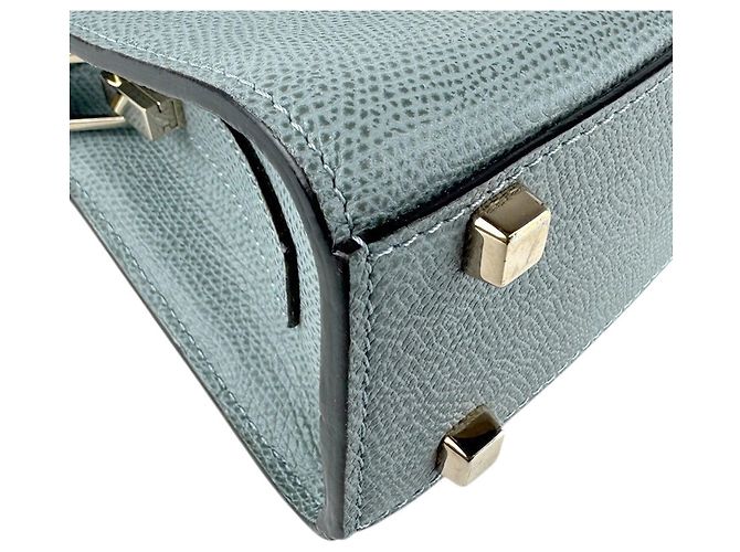 Borsa a tracolla in pelle Valextra Micro Iside Marrone Blu - vista 8