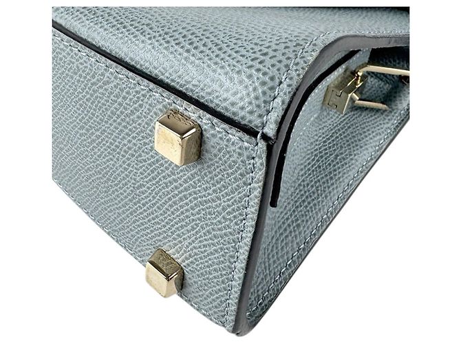 Borsa a tracolla in pelle Valextra Micro Iside Marrone Blu - vista 9