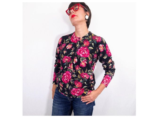 Dolce & Gabbana Kaschmir-Cardigan mit Rosenprint Schwarz Mehrfarben - Ansicht 10