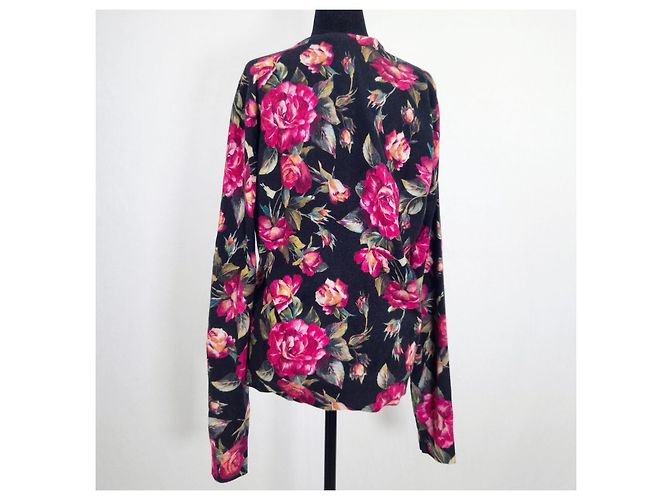 Dolce & Gabbana Kaschmir-Cardigan mit Rosenprint Schwarz Mehrfarben - Ansicht 2