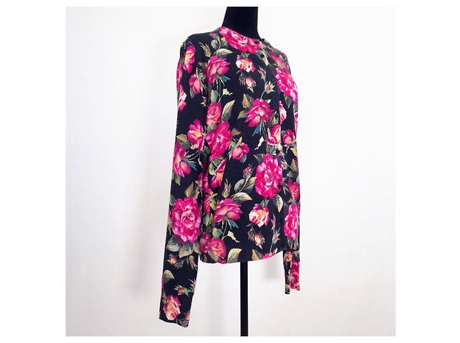 Dolce & Gabbana Kaschmir-Cardigan mit Rosenprint Schwarz Mehrfarben - Ansicht 4