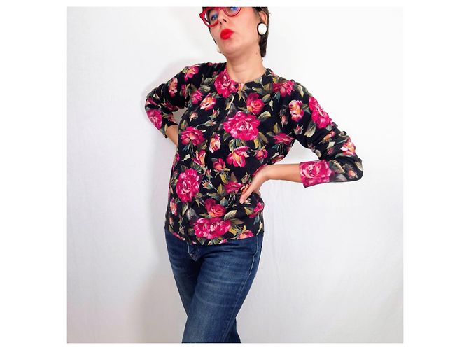 Dolce & Gabbana Kaschmir-Cardigan mit Rosenprint Schwarz Mehrfarben - Ansicht 8