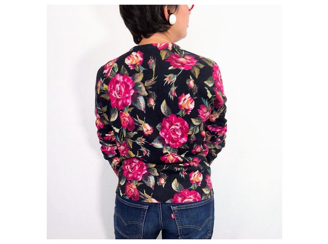 Dolce & Gabbana Kaschmir-Cardigan mit Rosenprint Schwarz Mehrfarben - Ansicht 9