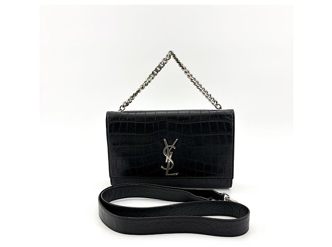 Autre Marque Saint Laurent Kate Crystal Embellished Patent Toy Nero - vista 2