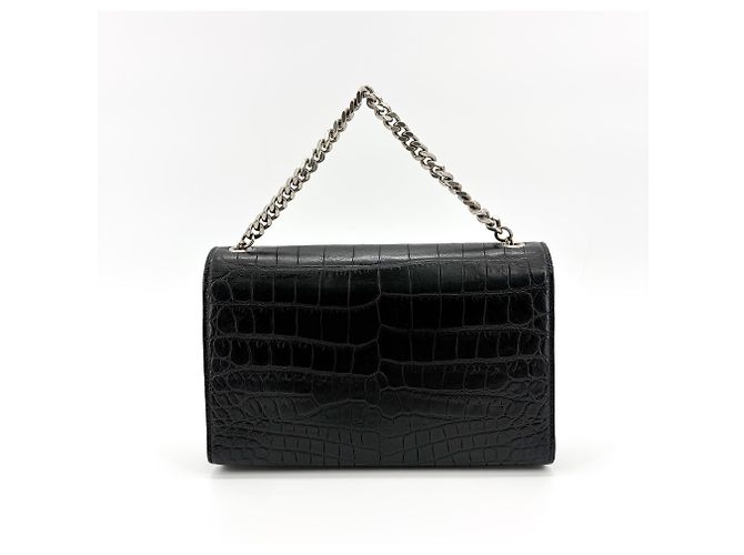 Autre Marque Saint Laurent Kate Crystal Embellished Patent Toy Nero - vista 3