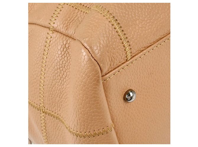 Borsa a tracolla Chanel Square Stitch Matelassé Caviar Small Beige - vista 7