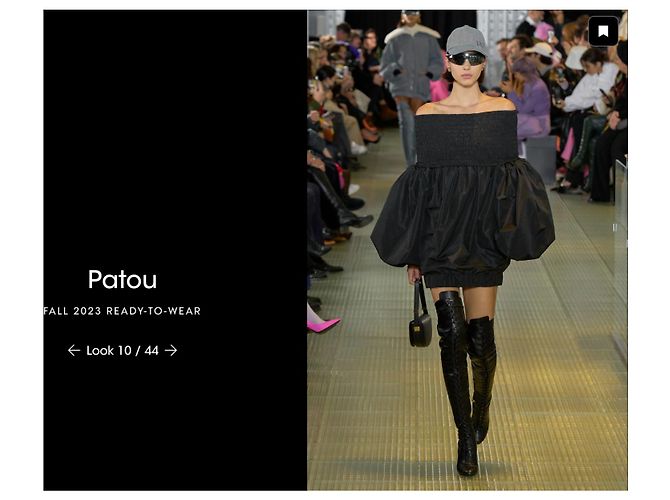 Jean Patou Patou Runway Herbst 2023 Schwarzes Off-Shoulder Minikleid - Ansicht 5