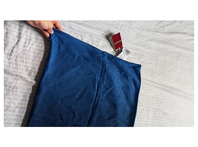 Sciarpa Gucci in seta blu navy e nera Nero Blu scuro - vista 10