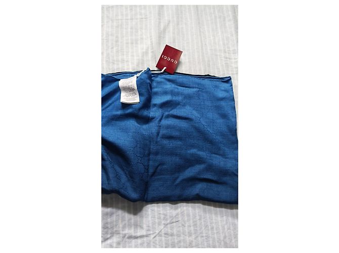Sciarpa Gucci in seta blu navy e nera Nero Blu scuro - vista 2