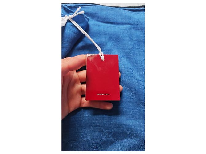 Sciarpa Gucci in seta blu navy e nera Nero Blu scuro - vista 4