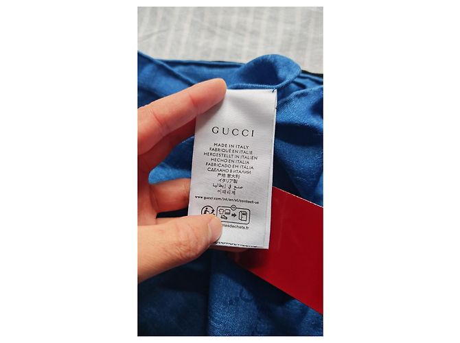 Sciarpa Gucci in seta blu navy e nera Nero Blu scuro - vista 6