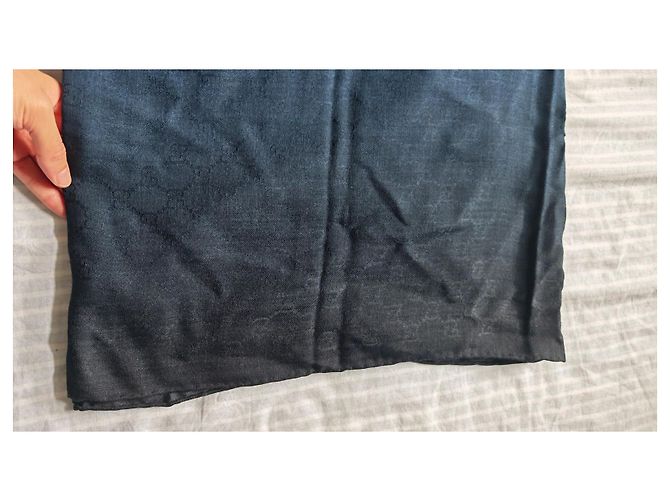 Sciarpa Gucci in seta blu navy e nera Nero Blu scuro - vista 7