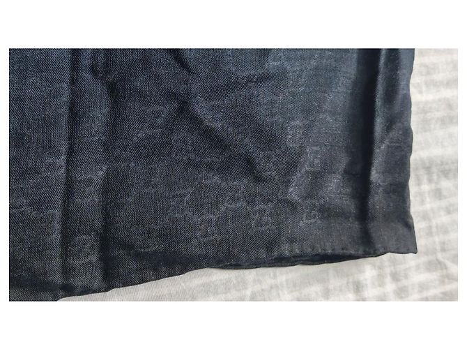 Sciarpa Gucci in seta blu navy e nera Nero Blu scuro - vista 8