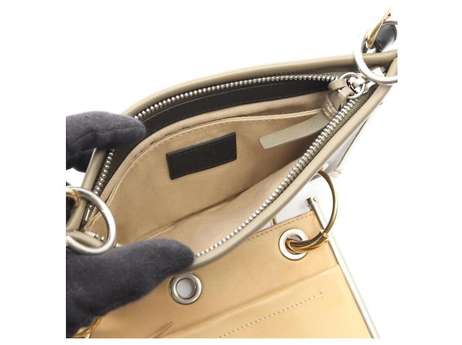 Bolsa de mão/Bolsa de ombro em couro Chloé Bege Caqui - vista 3