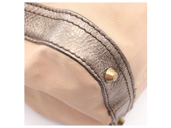 Borsa Boston Chloé in tela e pelle kaki e rosa Cachi - vista 7