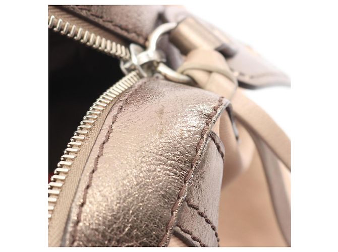 Borsa Boston Chloé in tela e pelle kaki e rosa Cachi - vista 8