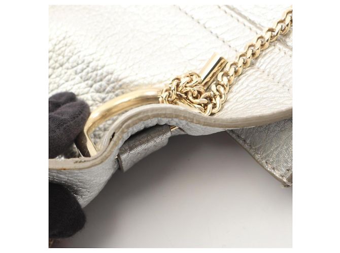 Borsa a tracolla Chloé Drew in pelle argento - vista 8