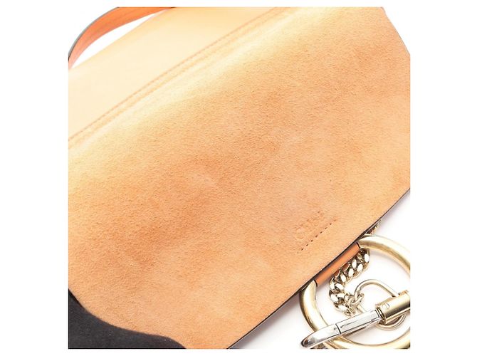 Borsa a tracolla Chloé Faye in pelle e camoscio arancione - vista 7