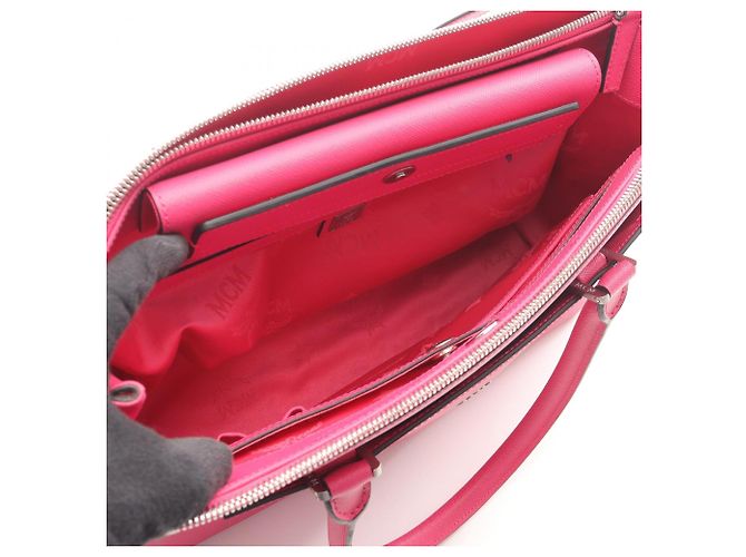 Borsa Tote MCM in pelle rosa - vista 3