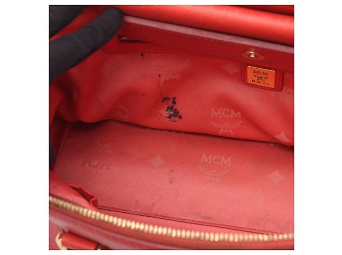 Saco Tote MCM em couro vermelho - vista 7