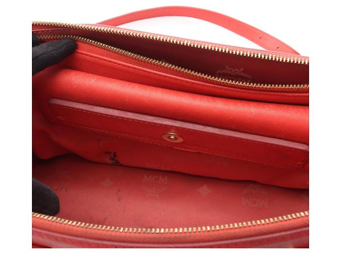 Saco Tote MCM em couro vermelho - vista 8
