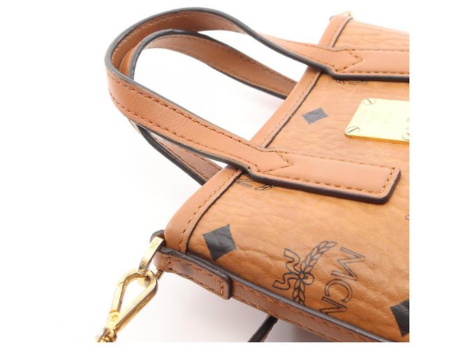 Borsa MCM Visetos marrone in pelle e tela - vista 10