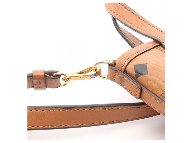 Borsa MCM Visetos marrone in pelle e tela - vista 7