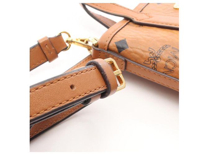 Borsa MCM Visetos marrone in pelle e tela - vista 9