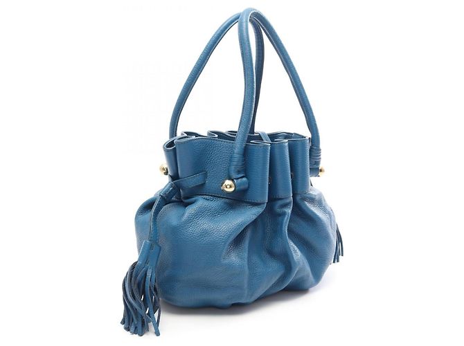 Borsa a tracolla in pelle blu MCM - vista 2