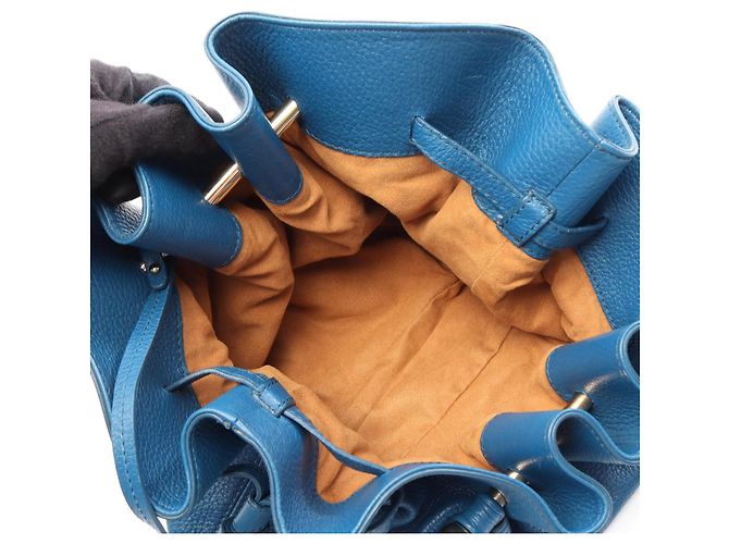 Borsa a tracolla in pelle blu MCM - vista 3