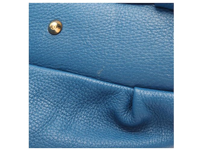 Borsa a tracolla in pelle blu MCM - vista 5