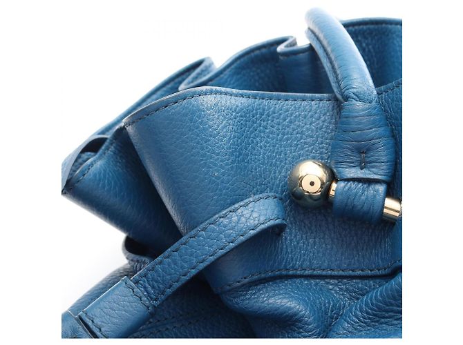 Borsa a tracolla in pelle blu MCM - vista 7