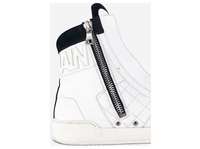 Sapatilhas High-Top de couro acolchoado com logo Balmain by Olivier Rousteing AW13 Branco - vista 10