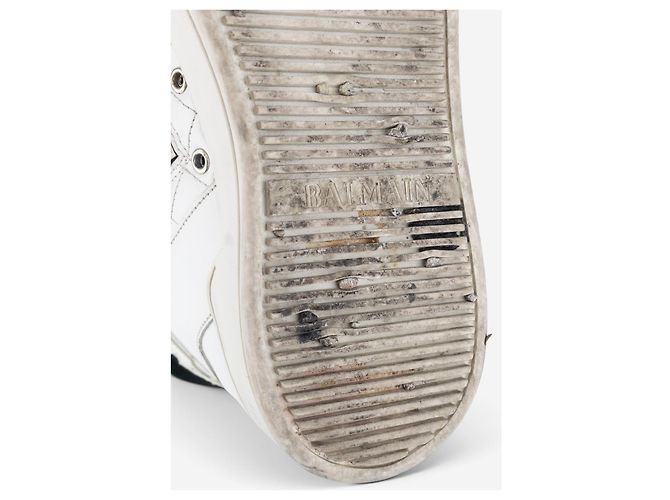 Sapatilhas High-Top de couro acolchoado com logo Balmain by Olivier Rousteing AW13 Branco - vista 11