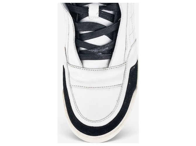 Sapatilhas High-Top de couro acolchoado com logo Balmain by Olivier Rousteing AW13 Branco - vista 7