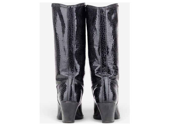 Botas Cowboy Prada años 2000 de cocodrilo media pantorrilla Negro - vista 6
