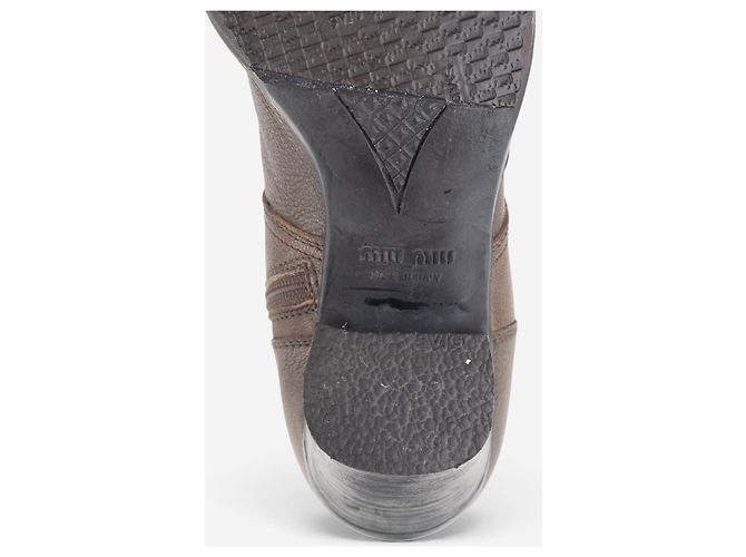Botas Miu Miu AW99 Western Biker Moto Castaño - vista 11