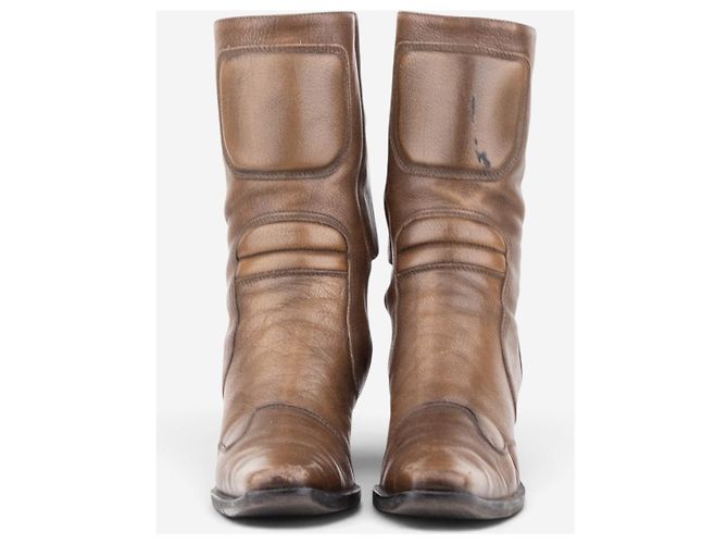 Botas Miu Miu AW99 Western Biker Moto Castaño - vista 5