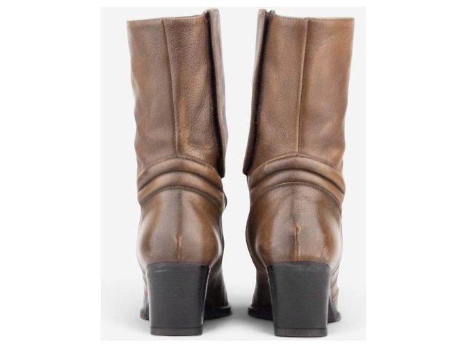 Botas Miu Miu AW99 Western Biker Moto Castaño - vista 6