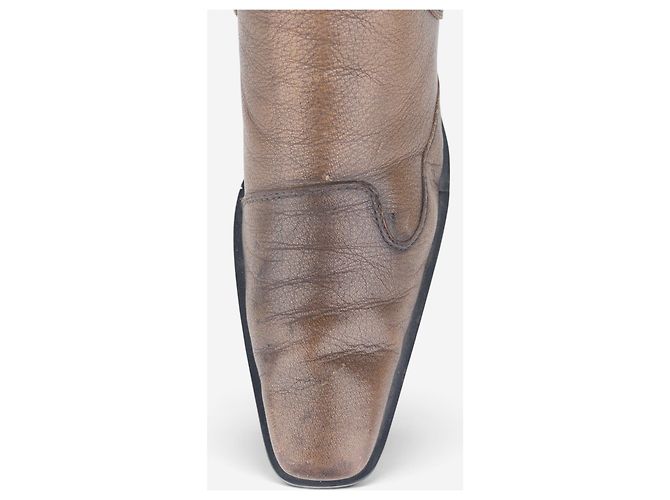 Botas Miu Miu AW99 Western Biker Moto Castaño - vista 7