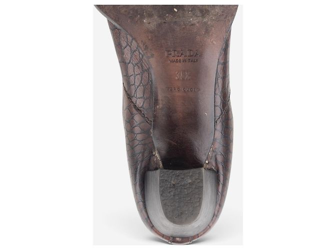 Botas Cowboy Prada de los años 2000 con estampado de cocodrilo Castaño - vista 8