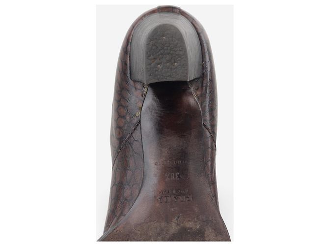 Botas Cowboy Prada de los años 2000 con estampado de cocodrilo Castaño - vista 9