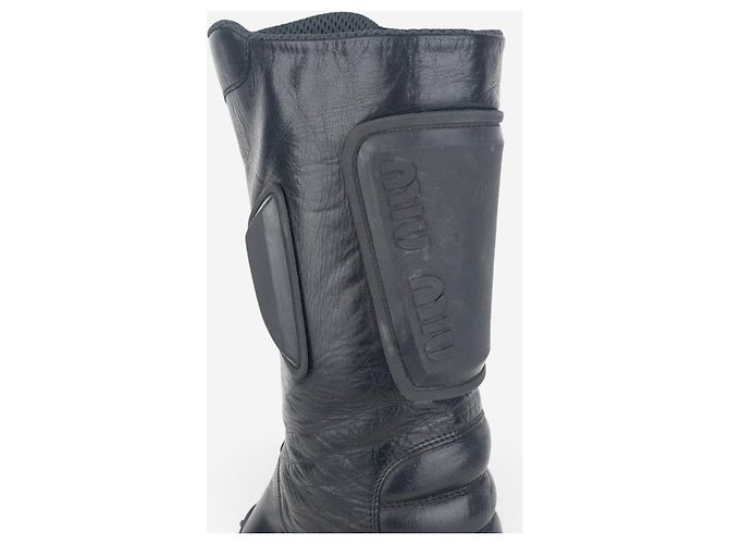 Stivali Biker Miu Miu AW99 con punta quadrata e 'Bubble Sole' Nero - vista 13