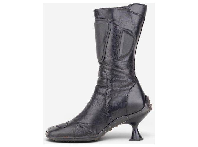 Stivali Biker Miu Miu AW99 con punta quadrata e 'Bubble Sole' Nero - vista 3