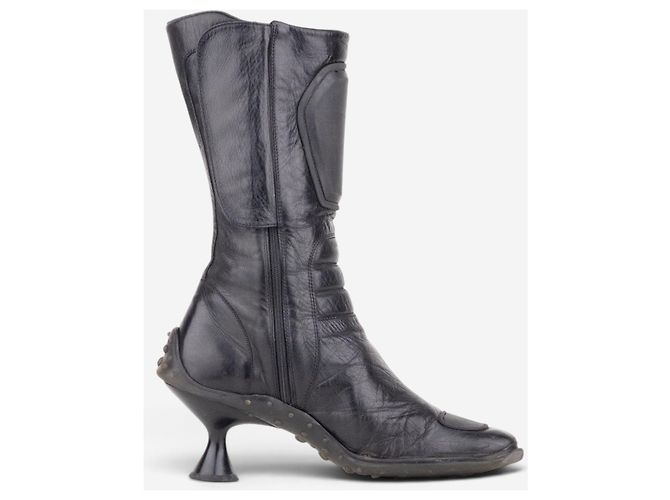 Stivali Biker Miu Miu AW99 con punta quadrata e 'Bubble Sole' Nero - vista 4
