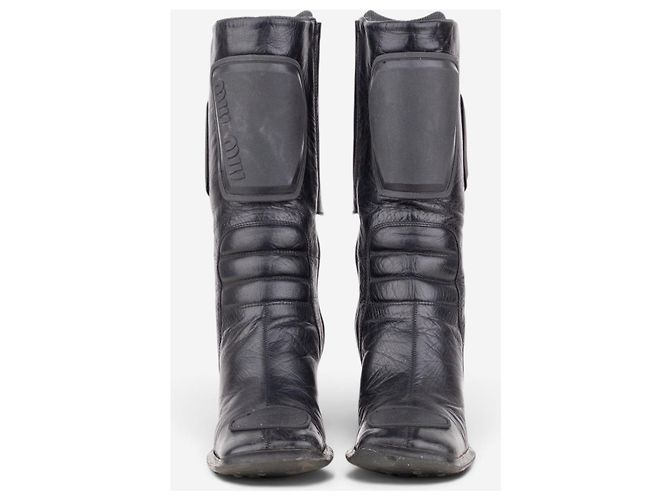 Stivali Biker Miu Miu AW99 con punta quadrata e 'Bubble Sole' Nero - vista 5